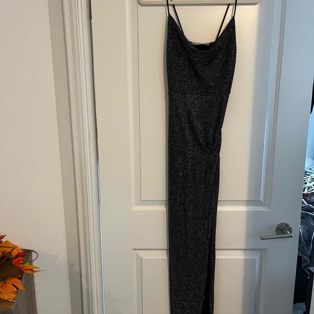 Mendocino Black and White Striped Maxi Dress
